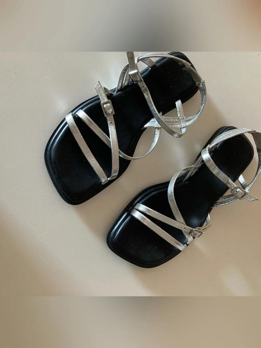 Vagabond Metallic Silver Strappy Sandals
